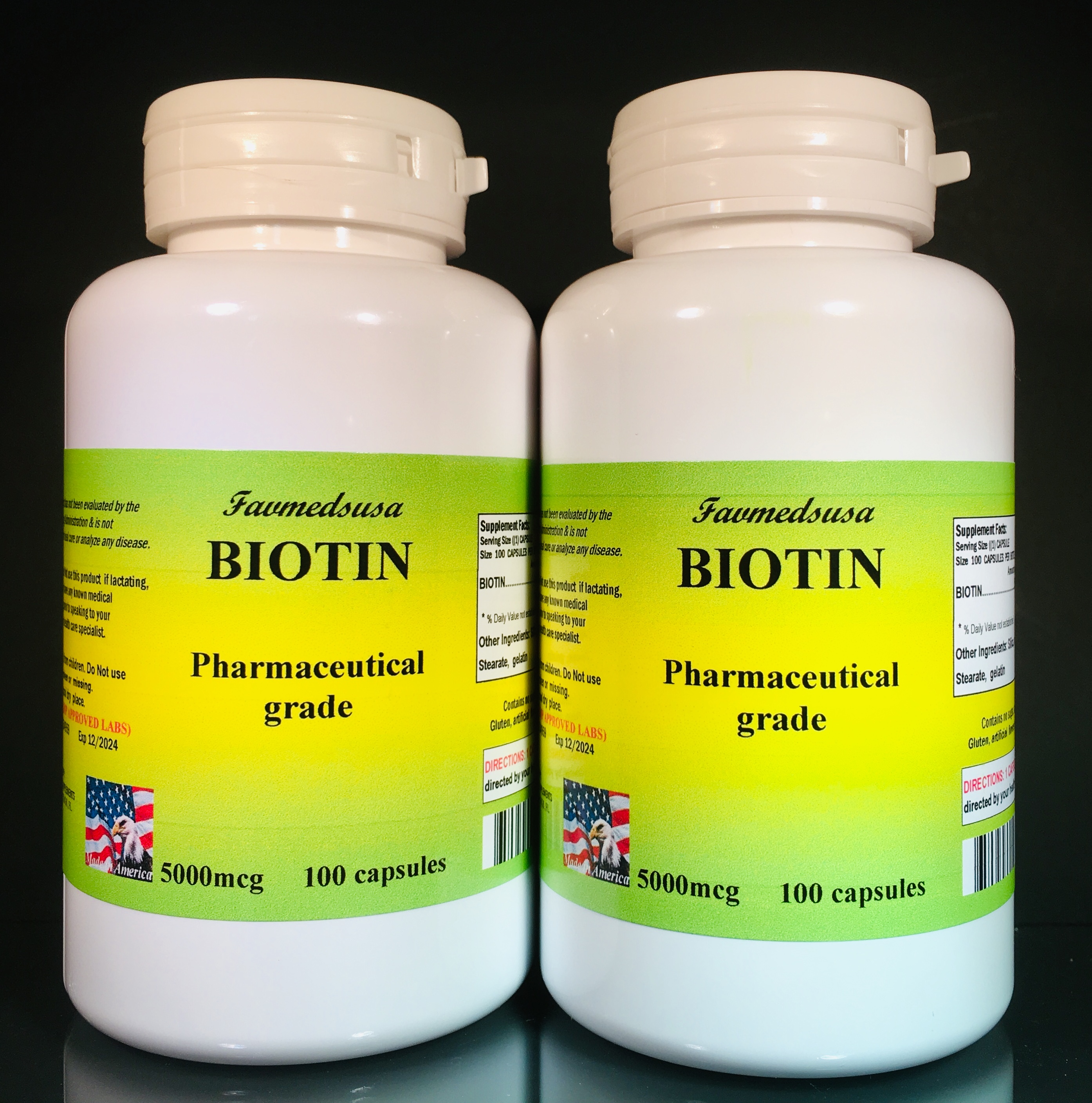 Biotin 5000 mcg, Vitamin H - 200 (2x100) capsules